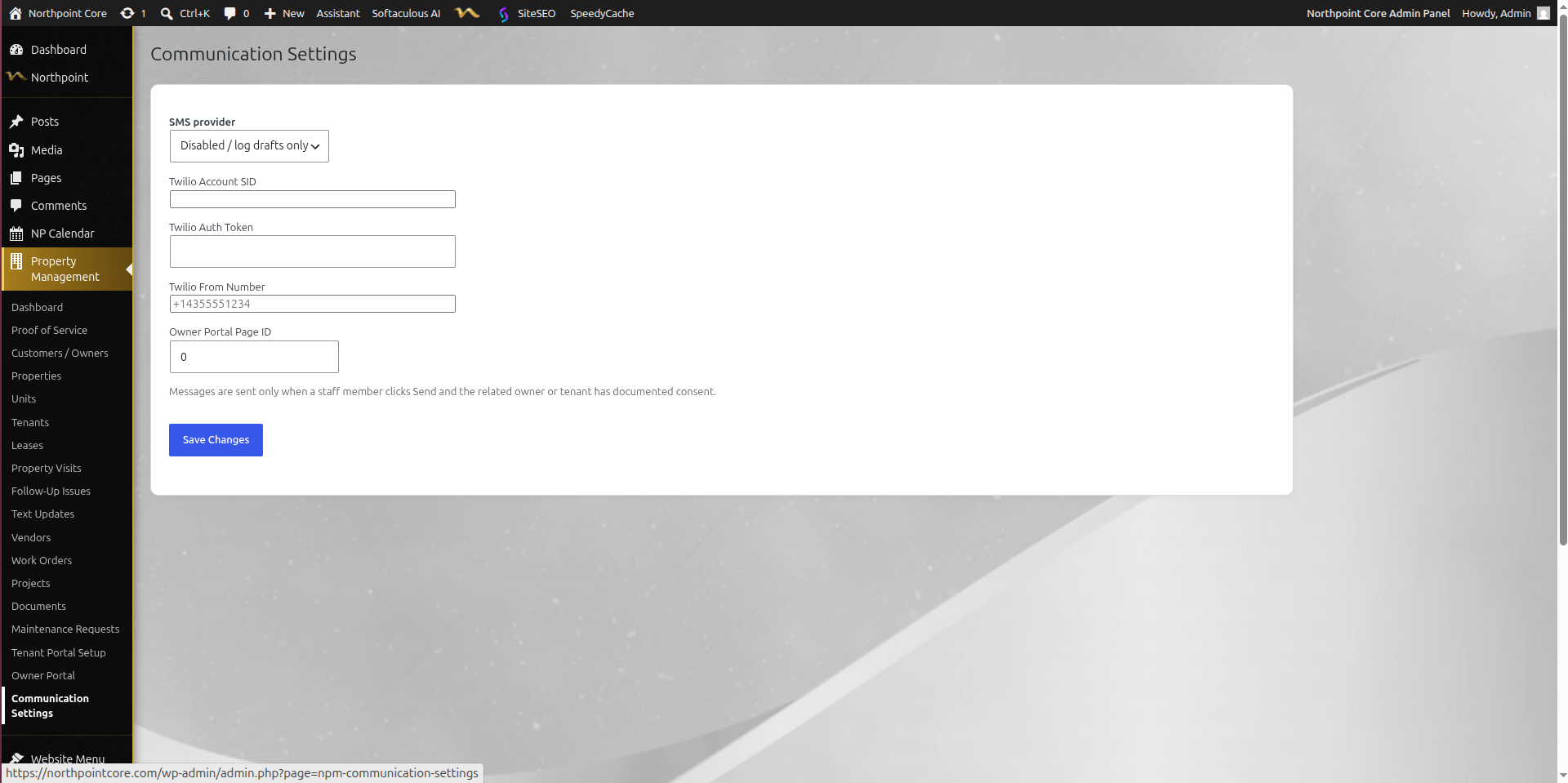 Northpoint Property Management communication settings